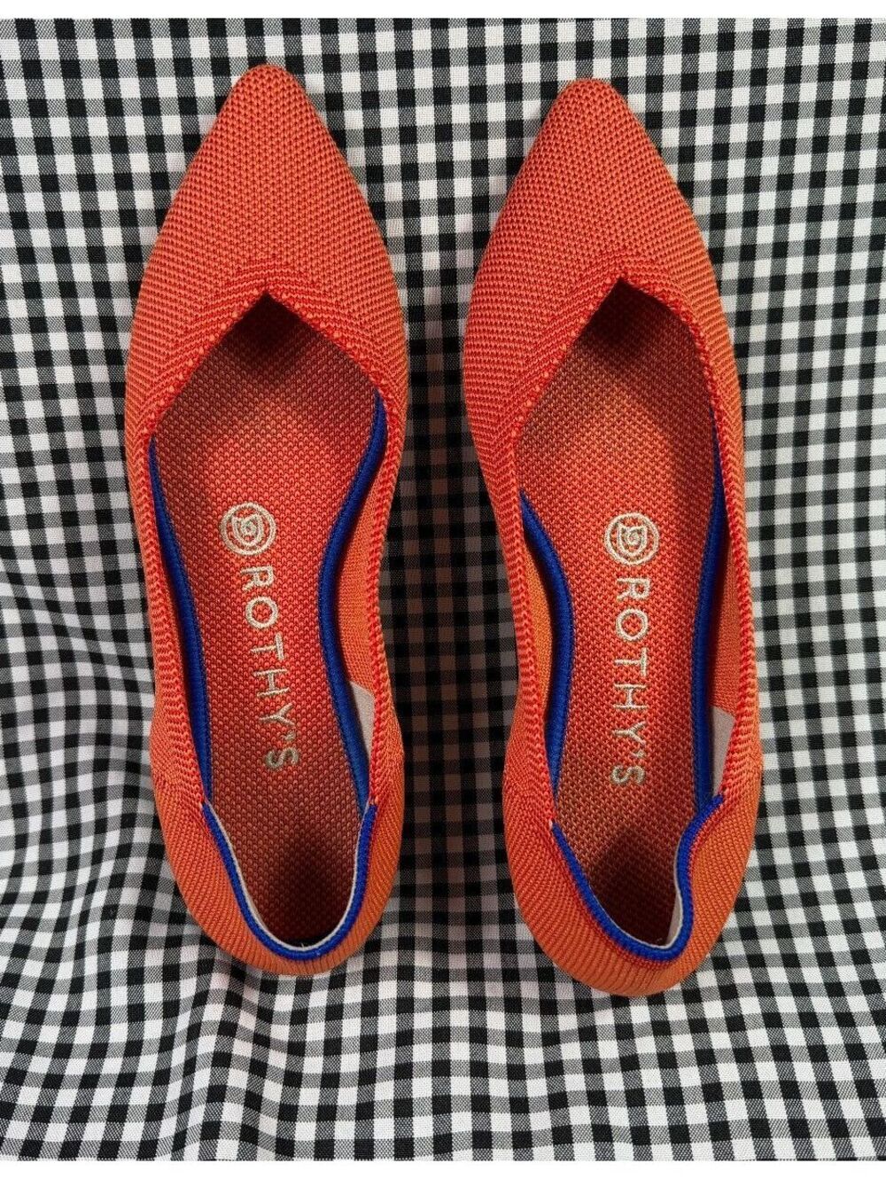 Rothy's The Point Women's 6.5 Persimmon Orange Knit Pointed Toe Flats Washable